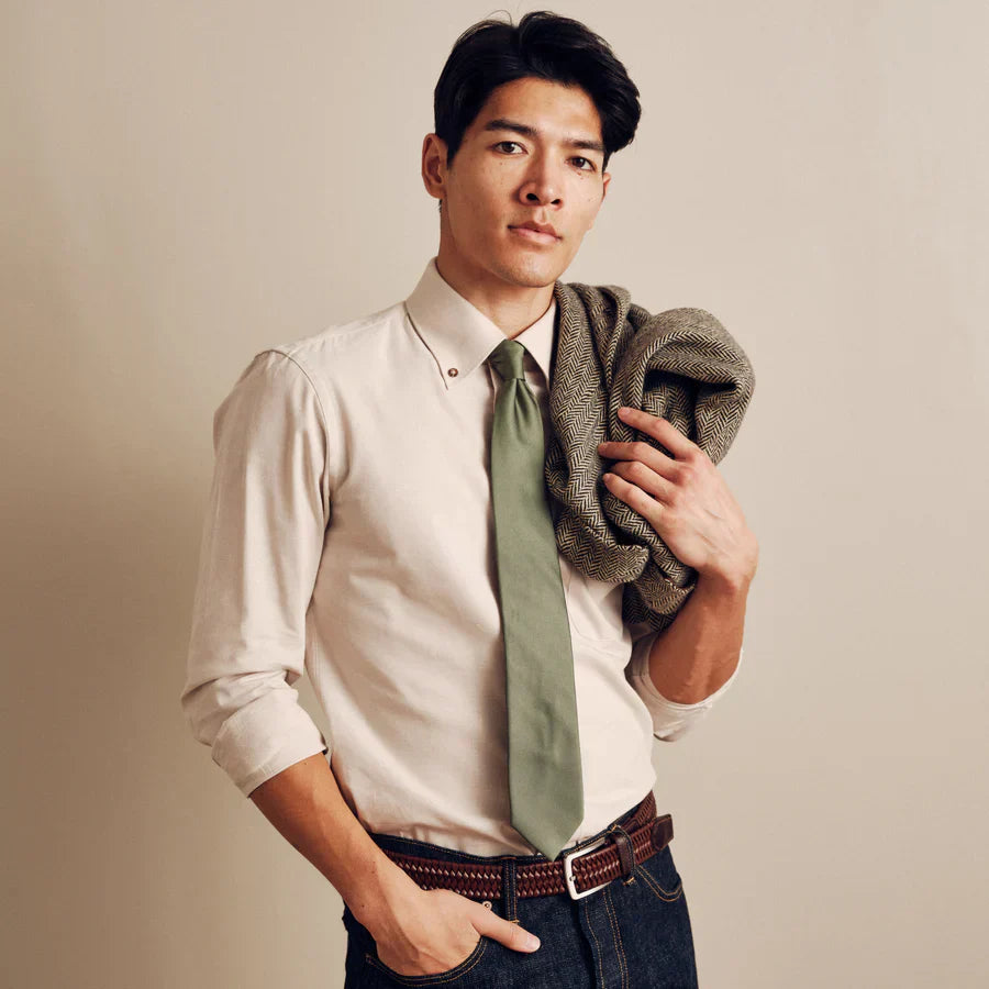 Grosgrain Solid Olive Tie
