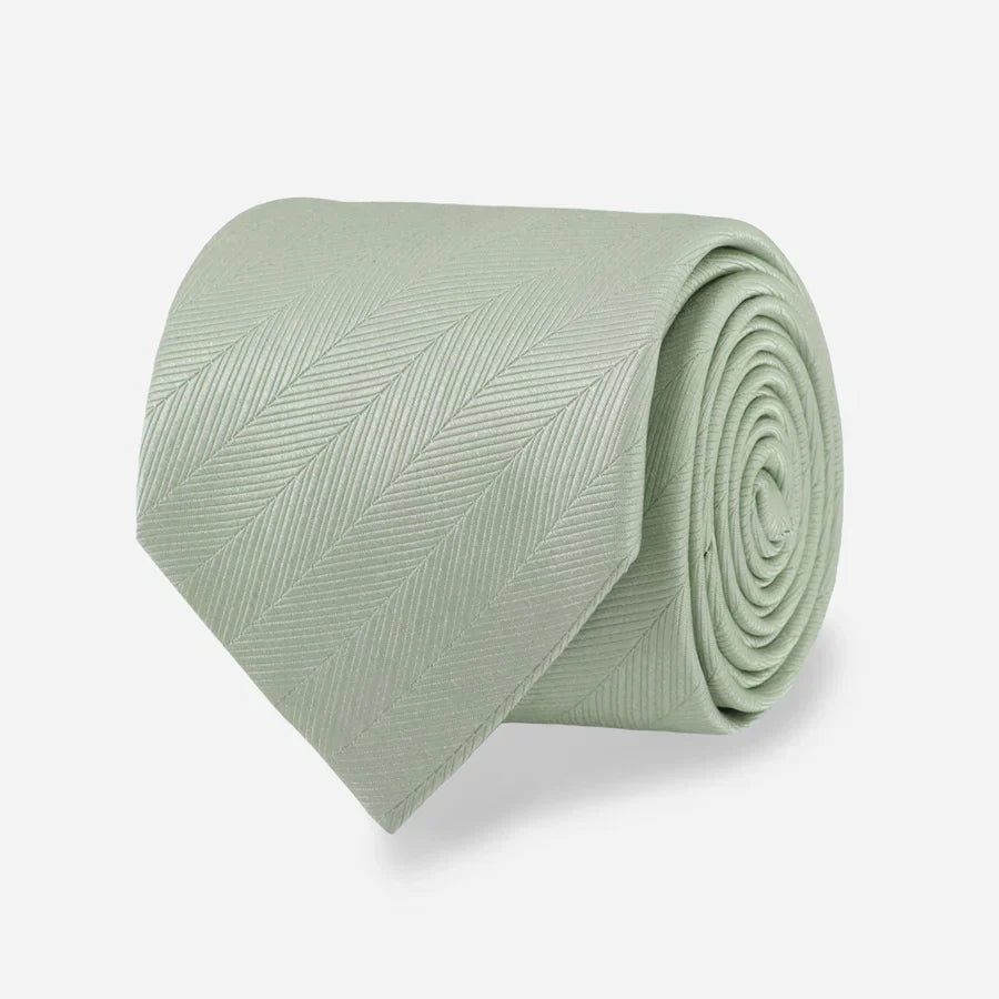 Herringbone Vow Sage Green Tie